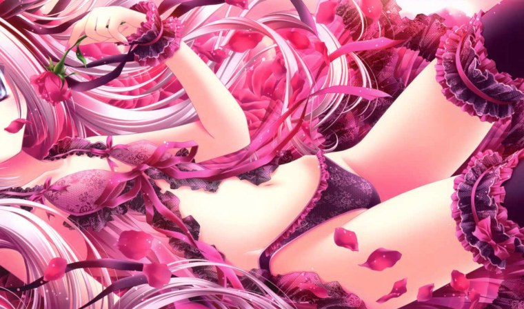 Аниме девушки в розовом Нижнем белье