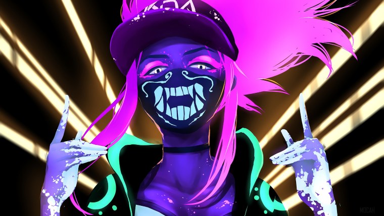 Akali k/da неон маска