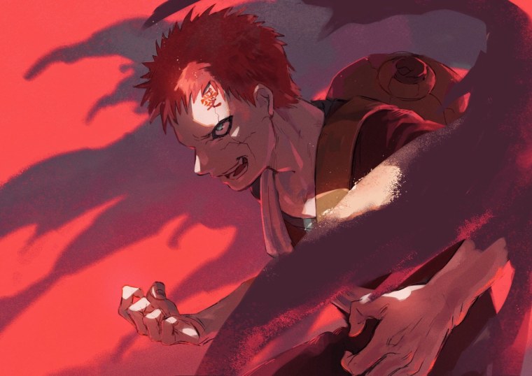 Гаара и Наруто бой в попу два пальца