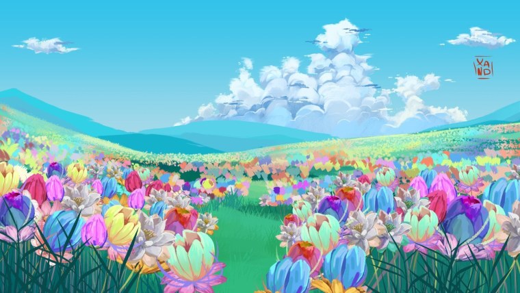 Сказочная Поляна с цветами