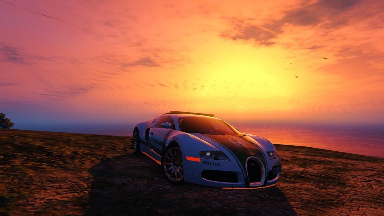 Бугатти Вейрон на фоне заката