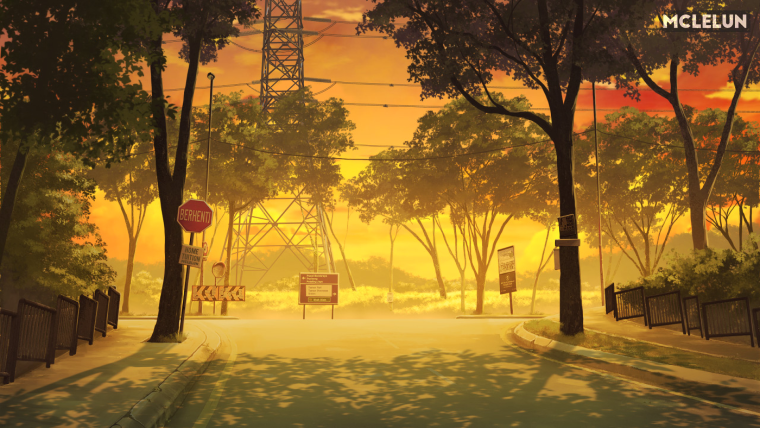 Парк вечером аниме