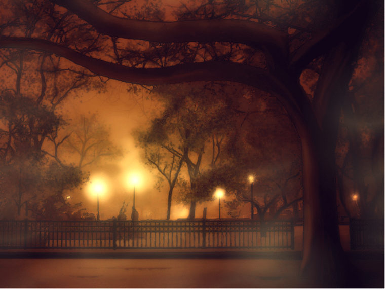 Аниме парк ночью