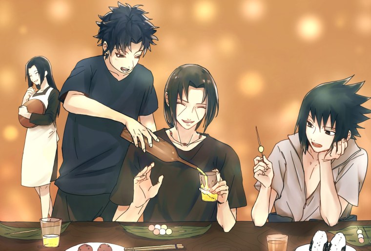 Саске и Итачи братья маленькие по лбу