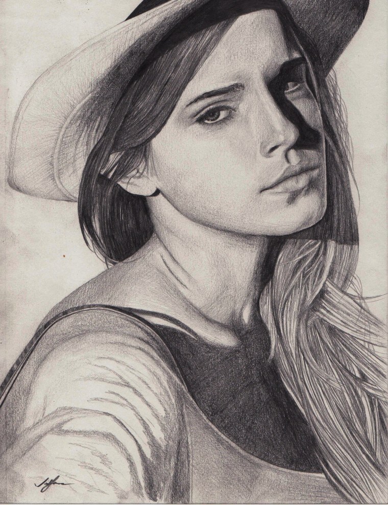 Эмма Ватсон черное белое эскизы