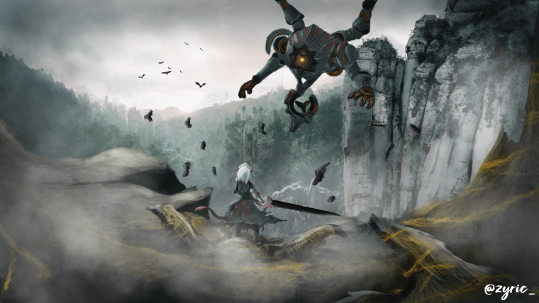 Ноэль Геншин арт с руинными охотниками