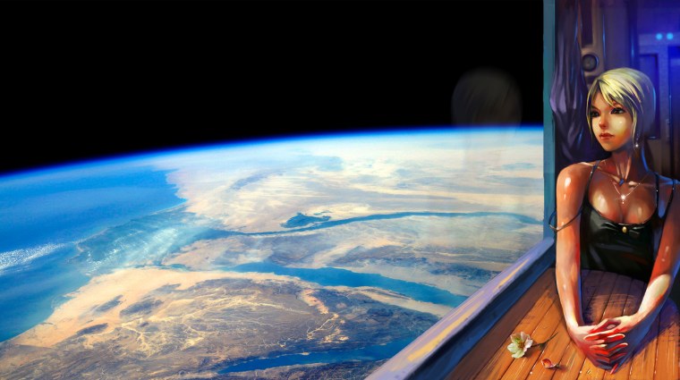 Девушка на космическом корабле