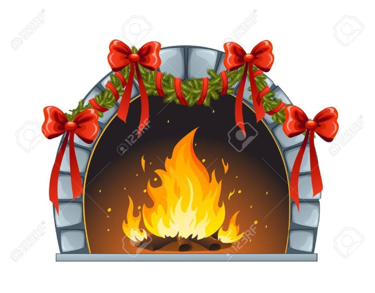 Камин нарисованный новогодний