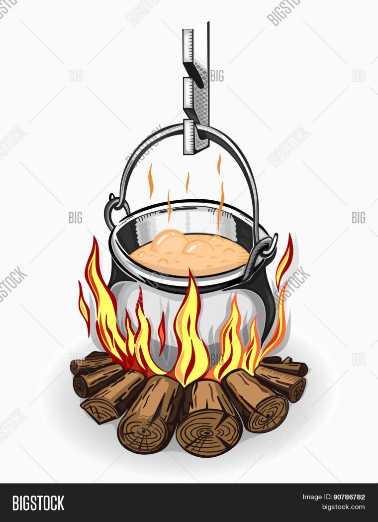 Котел на костре вектор