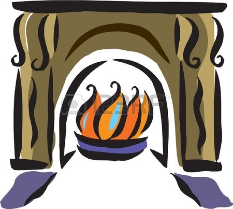 Очаг нарисованный на холсте