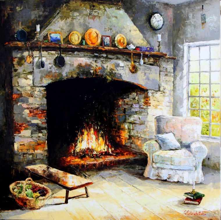 Камин в живописи