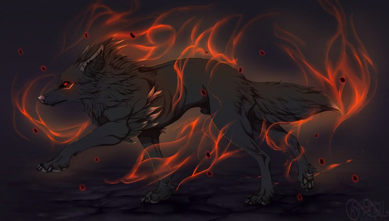 Аниме волчица демон