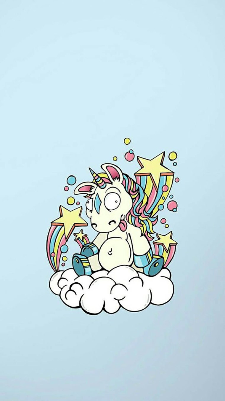 Фон с единорогами и радугой