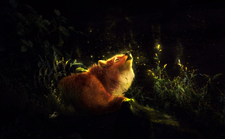 Животные ночью в лесу