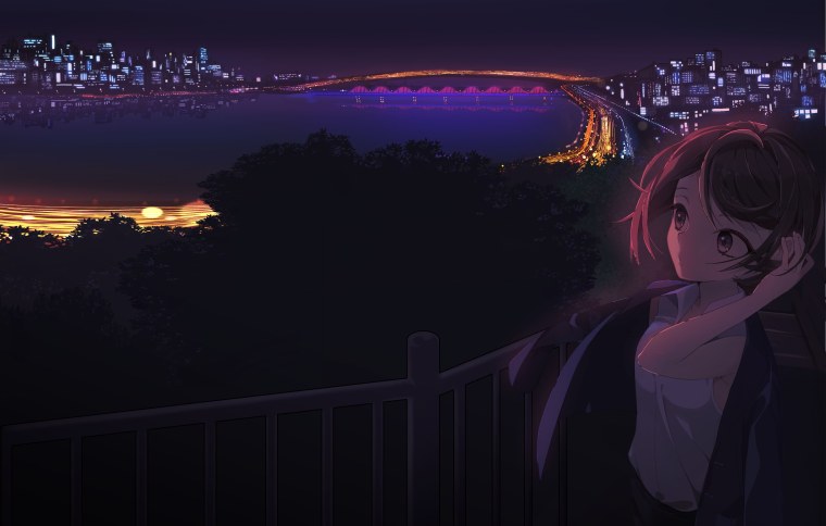 Аниме девушка ночь