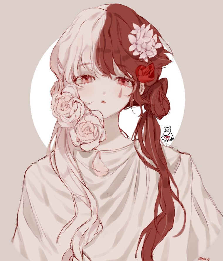 Аниме девушка с венком