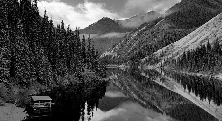 Красивый пейзаж черно белый