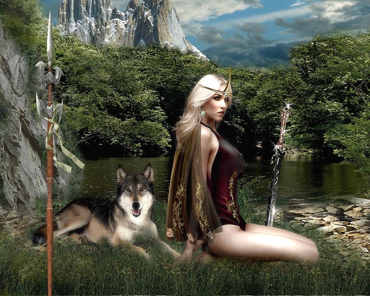 Амазонка с волком