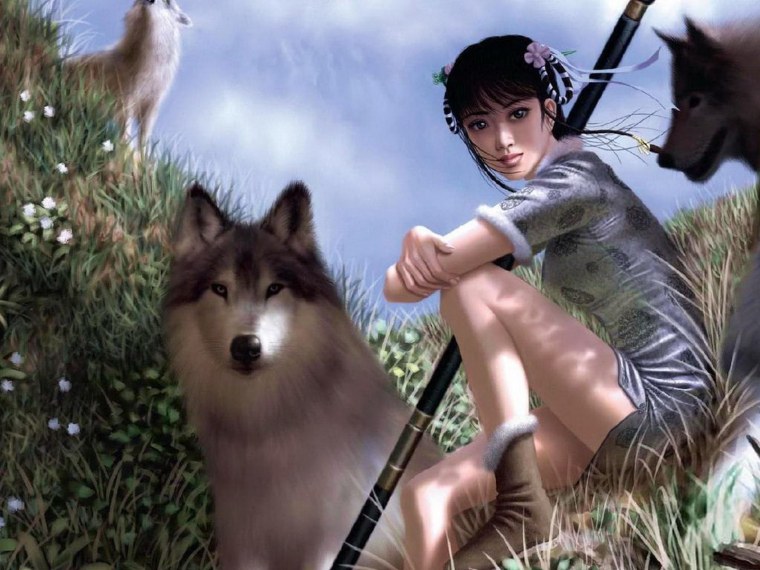 Фэнтези девушки с животными крутые