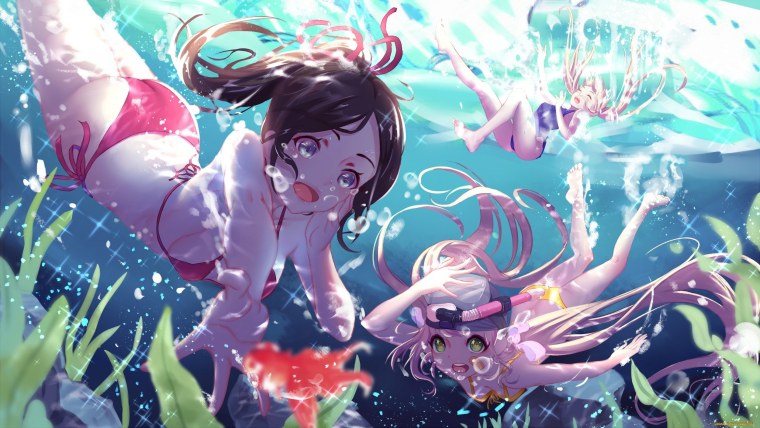 Аниме девушка под водой