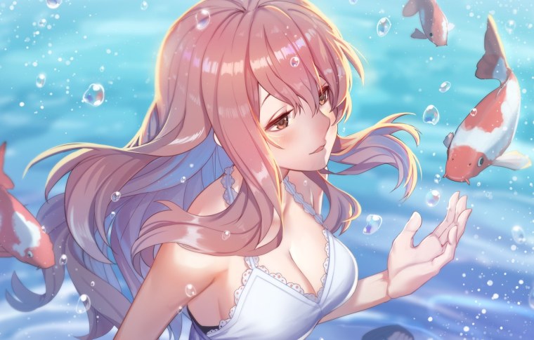 Аниме девушка в воде