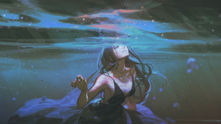 Девушка под водой арт