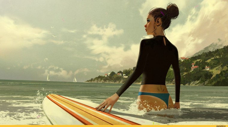 Девушка на пляже арт