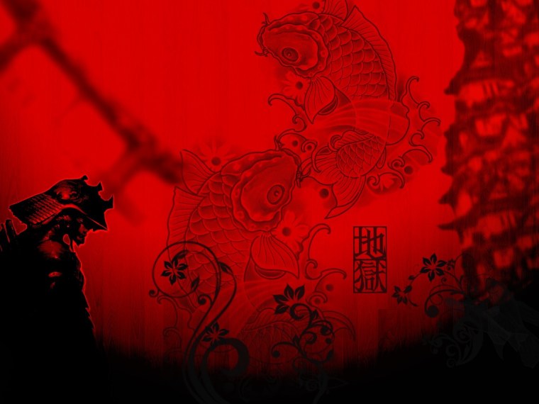 Самурай на Красном фоне