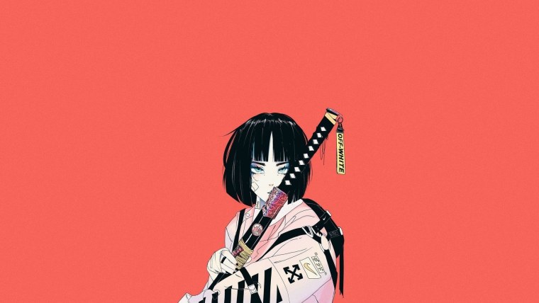 Аниме девушка с катаной