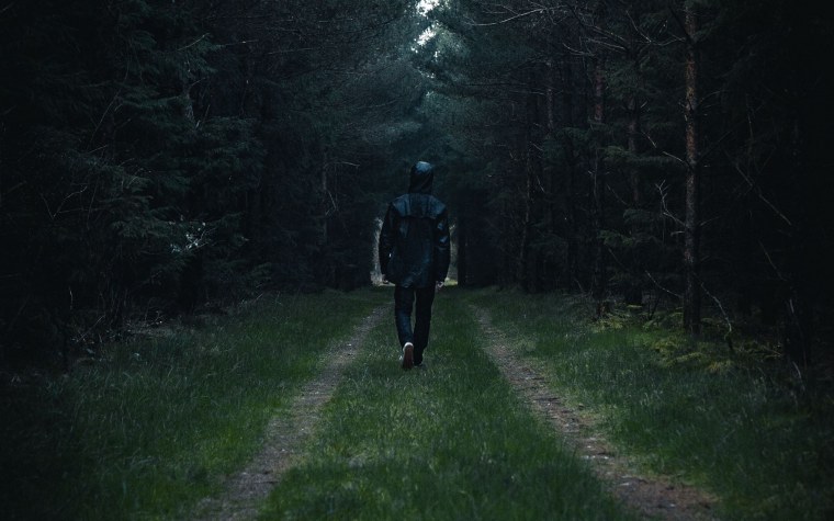 Человек в темном лесу