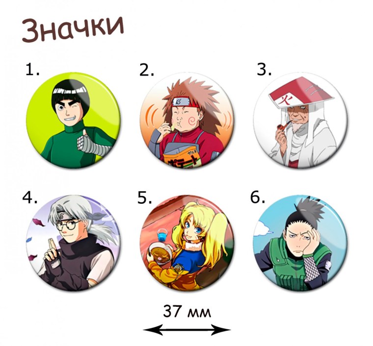 Значки с персонажами из Наруто