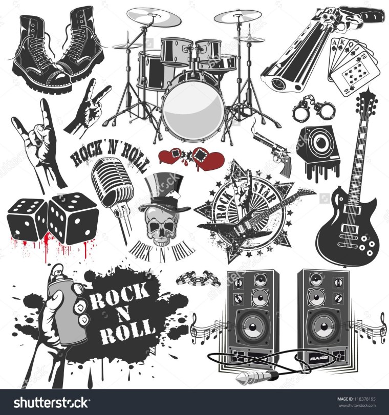 Наклейки в стиле рок н ролл чб