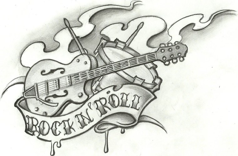 Тату гитара эскиз