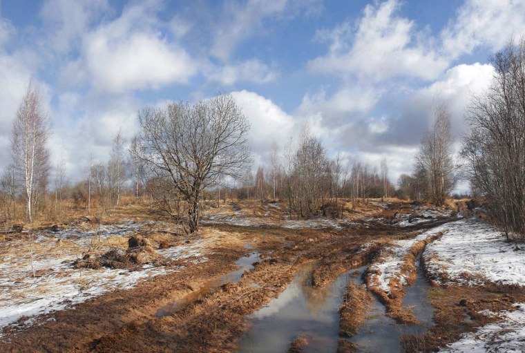 Асфальт после снега