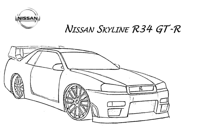 Раскраска Ниссан Скайлайн GTR r34