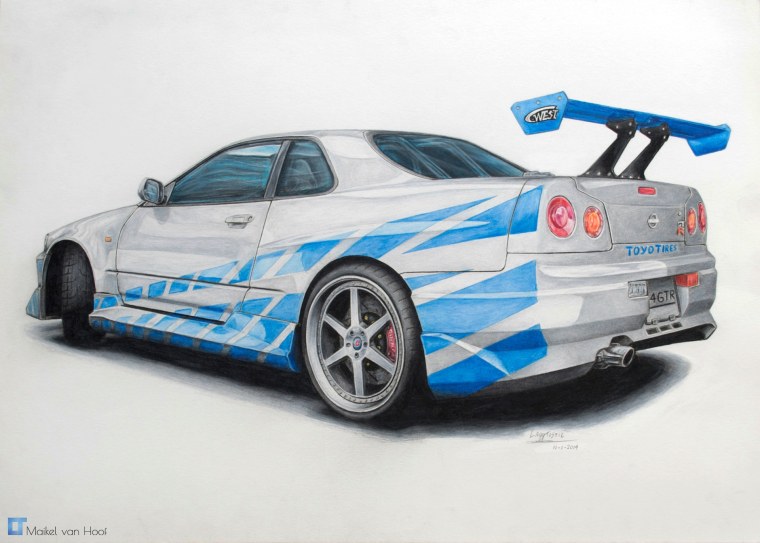 Nissan Skyline GTR r34 раскраска