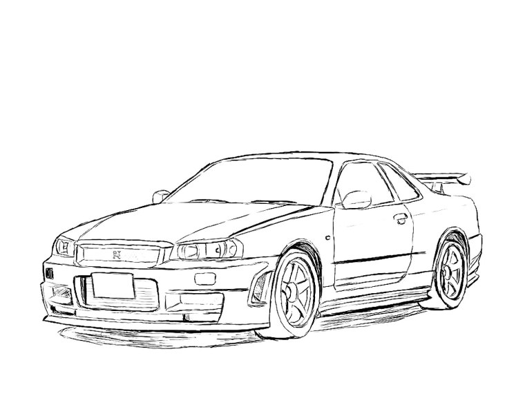 Раскраска машины Nissan Skyline r34