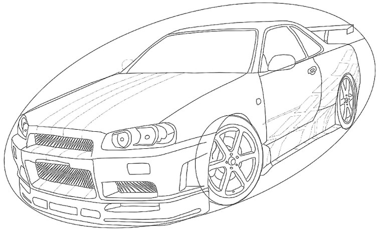 Раскраска Ниссан Скайлайн GTR r34