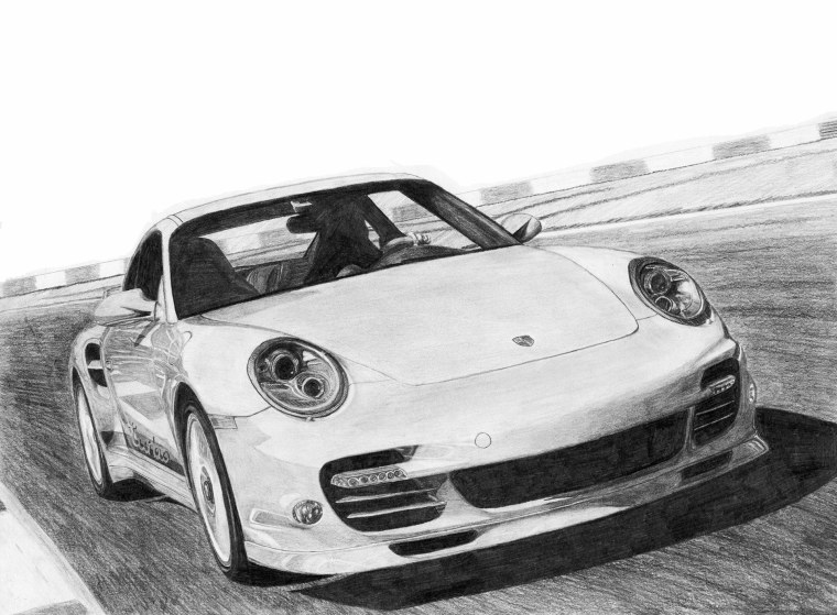 Порше 911 карандашом