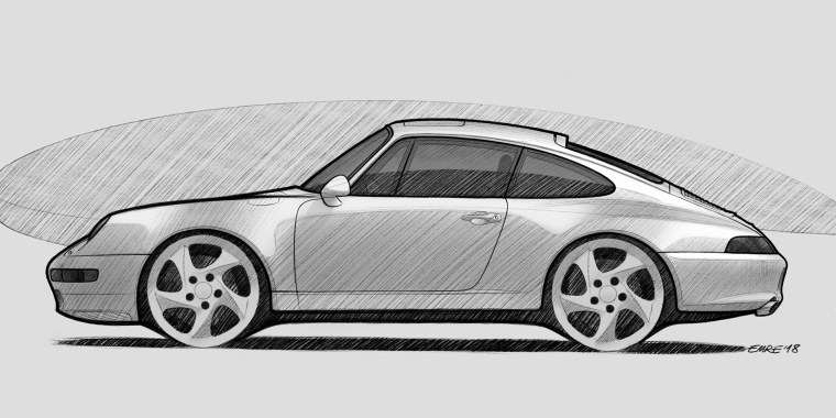 Порш сбоку скетч