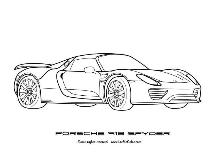 Порше 918 Спайдер раскраска