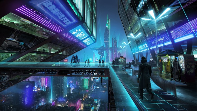 Cyberpunk Art City неон