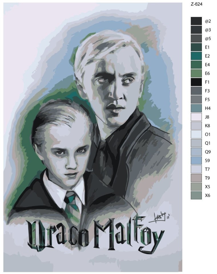 Драко Малфой портрет акварелью