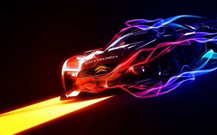 Гоночная машина в неоне