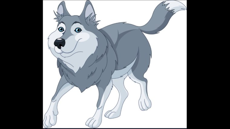 Волк сказочный на белом фоне