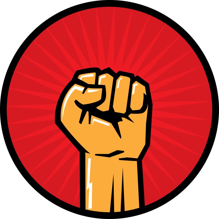 Сжатый кулак на Красном фоне