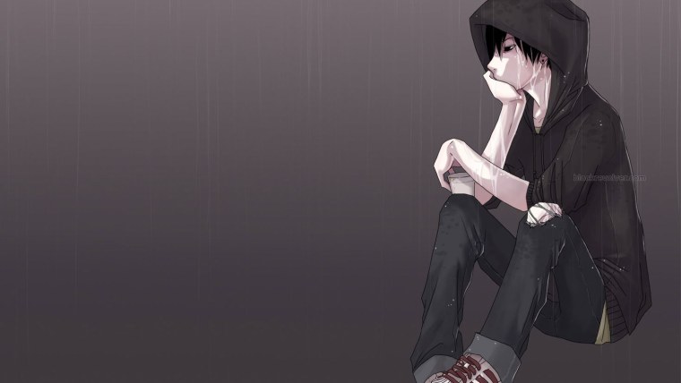 Грустный аниме парень