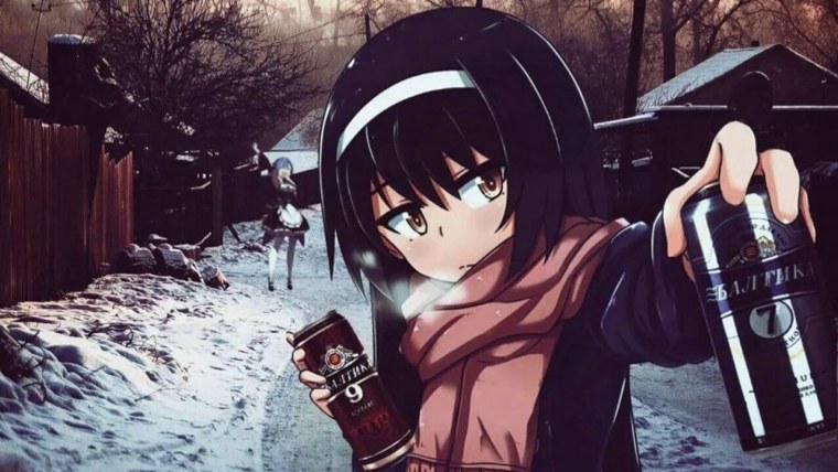 Пьющая тянка на аву ВК