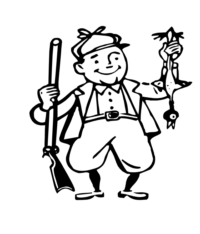 Охотник раскраска для детей