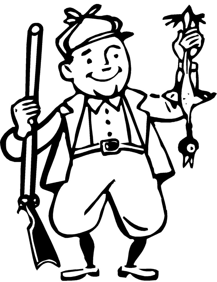Охотник раскраска для детей